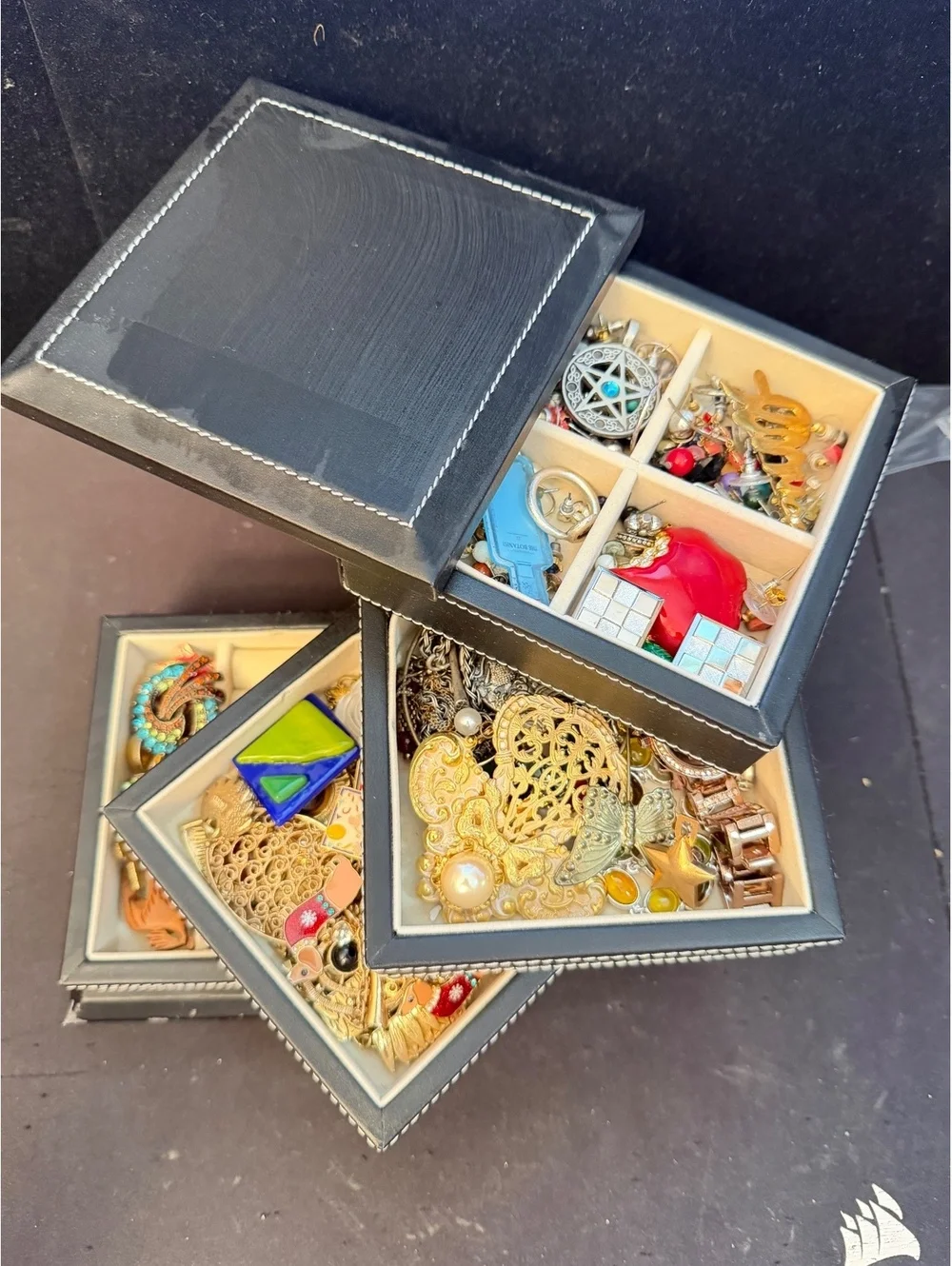 Black jewelry box with jewelry origami [COPY]